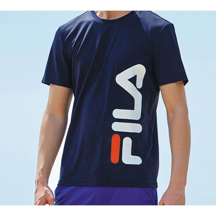 Fila Knit Round Neck Casual Sport Short Sleeve T-Shirt Men Tops Legend-Blue F11M028163FNV