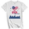 Utica New York Skyline American Flag Heart 4th of July T-Shirt