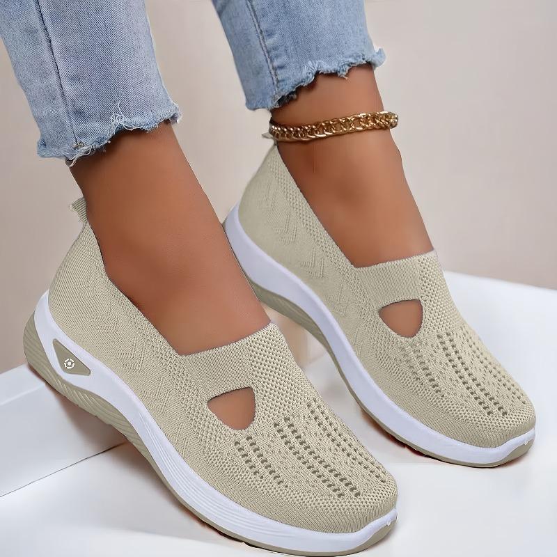 Soft Sole Knitted Sneakers For Women Breathable Comfort Casual Sports Shoes Woman Lightweight Hollow Out Mesh Flats Summer Shoes