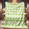 1pc 2D Fresh Yellow-Green Floral Leaf Pattern Theme Flannel Blanket, Soft HD Digital Print, Cooling Blanket Suitable for All Seasons! Soft And Breatha
