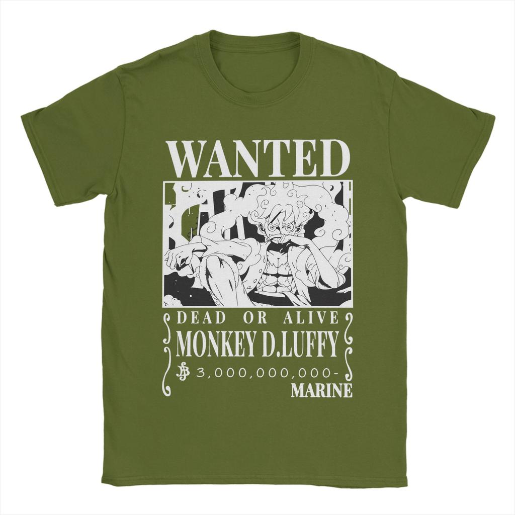 Bounty Monkey D Luffys Wanted Ones Pieces T Shirt for Men Cotton Funny TShirts Round Neck Tees Short Sleeve Clothes Classic