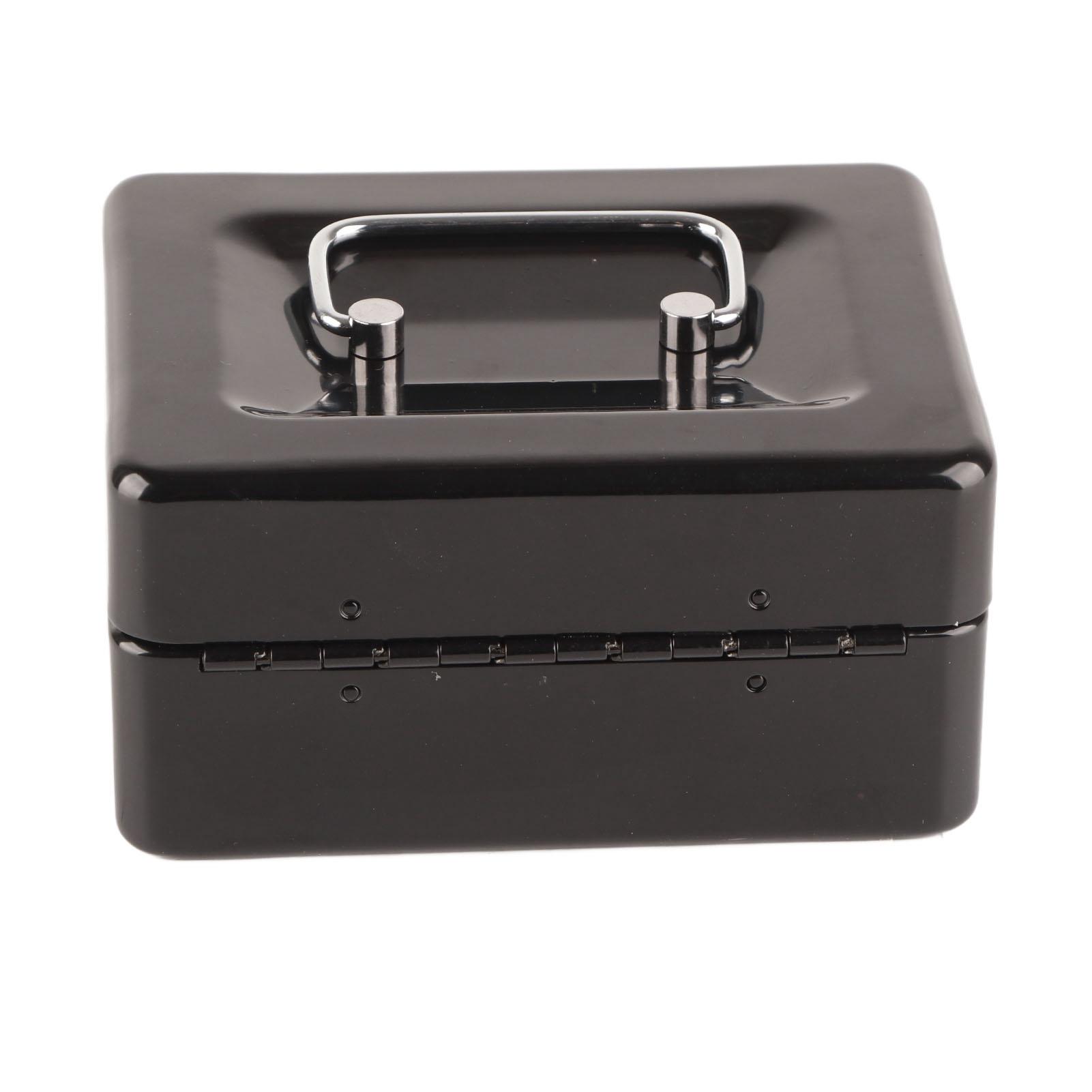 

Metal Cash Box 6 Compartments High Safety Money Box with Money Tray and Key Lock for Home Business Black