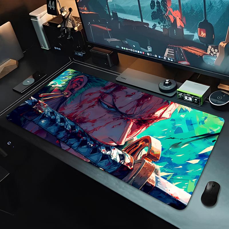 Popular Anime Mouse Pad One Piece Zoro Xxl E-sports Players Gamer Keyboard Pad Office Computer Mousepad Rubber Extended Desk Mat