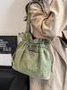 Denim Bag Women's 2025 New Literary Drawstring Bundle Bucket Bag Simple and Versatile Shoulder Messenger Bag