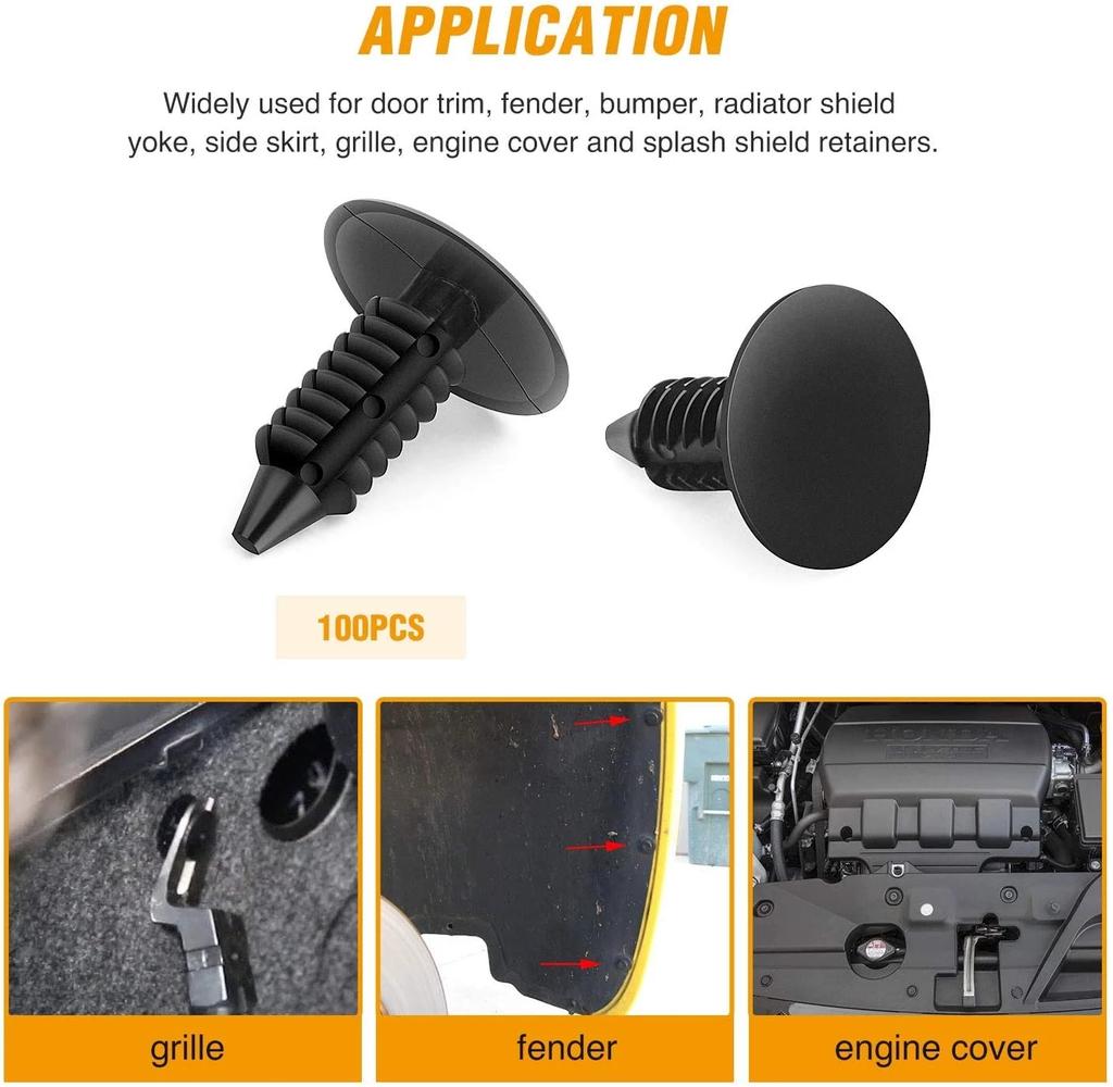 100Pcs Auto Fastener Clips Vehicle Retainer Rivet Door Panel Fender Liner Bumper Fender Trim Plastic Mixed Car Clips