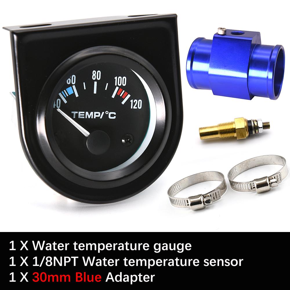 52mm Digital Car Water Temp Temperature Gauge with 1/8NPT Sensor + Water Temp 26mm-40mm Adapter Water Tank Level Indicator