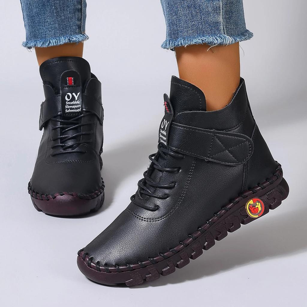 Fashion Women Boots Solid Soft Comfortable Flat Ankle Boots Luxury Casual Thickened Warm Mom Shoes Fashion Handmade Cotton Shoes Women