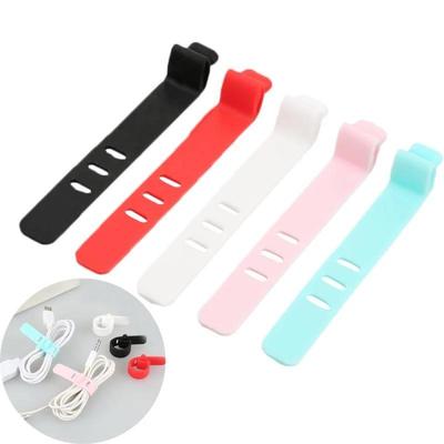 Silikon Organizer Winder Straps Hodetelefoner Myk Tape USB Wire Kabelbinder Utensil Organize Oppbevaringsholder Øretelefonklips