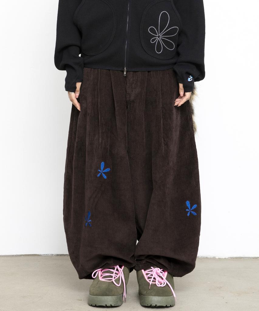 GLACK Gzp001 Double-Pleat Corduroy Balloon Pants (Brown)