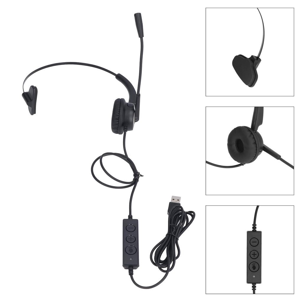Customer Service Headset Head Mounted Noise Cancelling Wired Ergonomic Call Center Headphone for Off