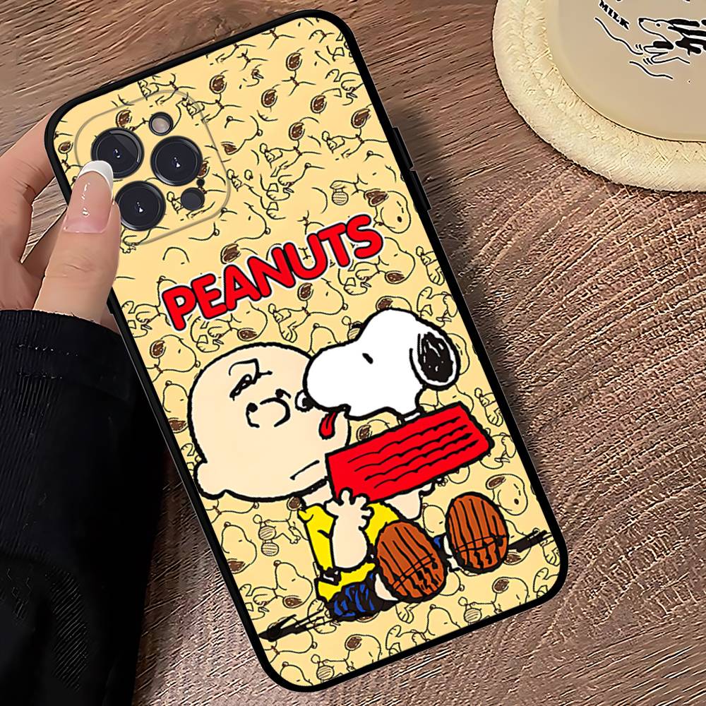Cute Cartoon S-Snoopys Phone Case For Iphone 17 16 15 14 13 12 11 Pro Max Plus Black Shell Cover Case