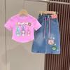 Sudeste Asiático 2025 Verão Bebê Menina Top Fofo de Desenho Animado & Saia Jeans Tendência