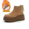 Fashion 8.5CM Suede Cow Genuine Leather Fashion Women Ankle Booties Platform Wedge Winter Plush 2025 Autumn Boots Spring Shoes Chimney