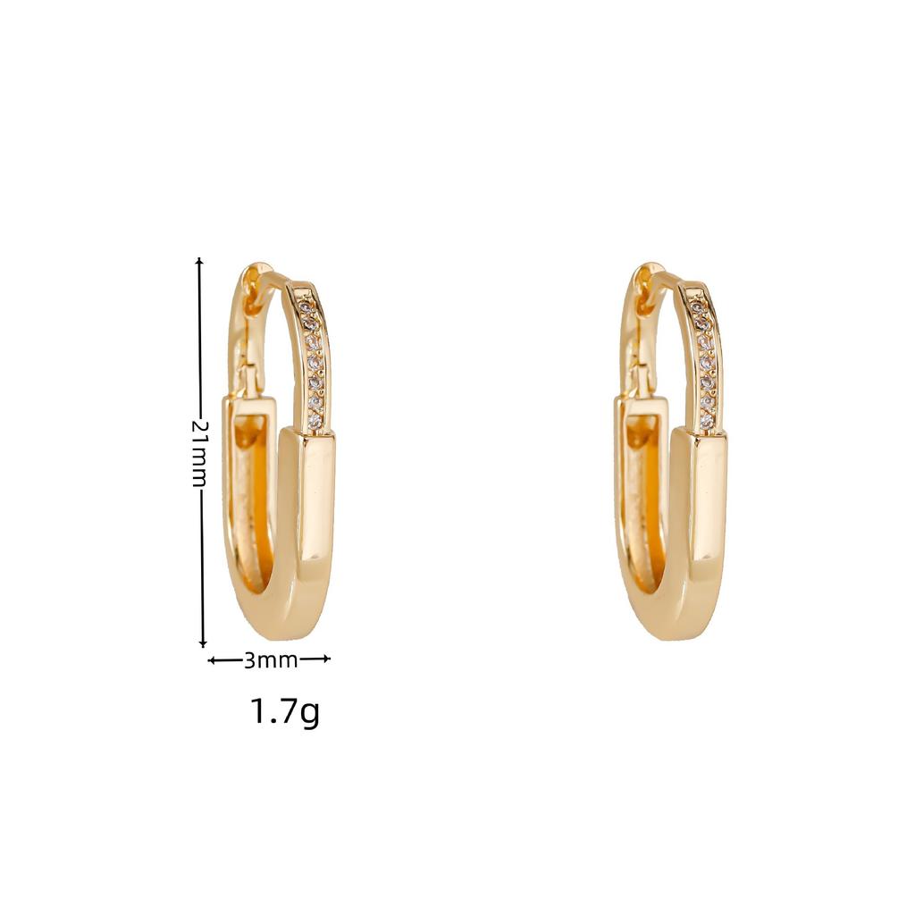 White Zircon Stone Hoop Earrings For Women Vintage Female Fashion Gold Color Wedding Jewelry
