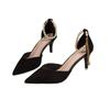 Black pearl stiletto high heels women's etiquette with skirt suede versatile light mouth single shoes women's sexy one-word buckle