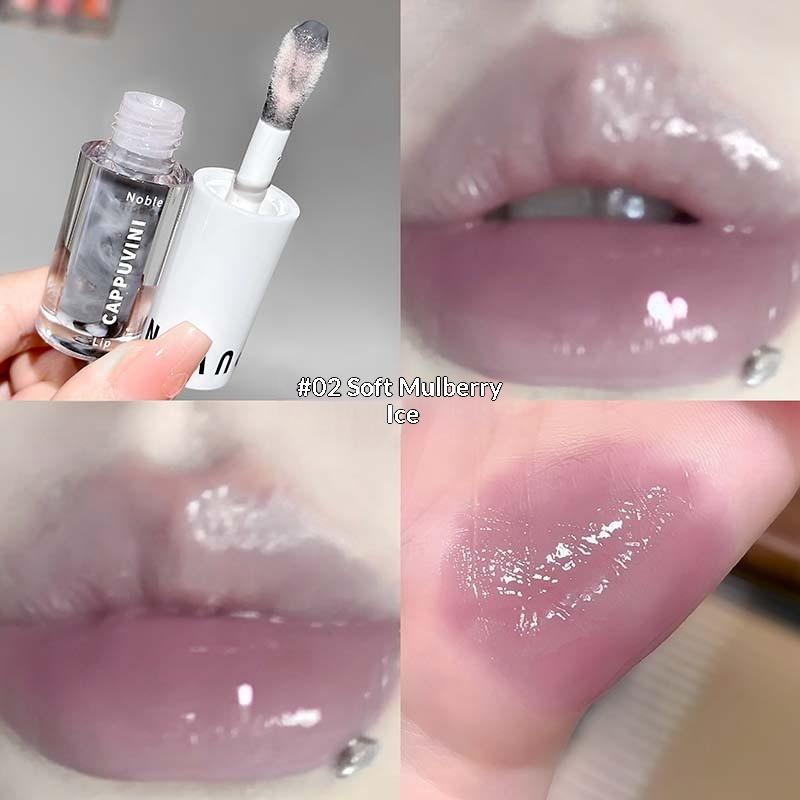 Cappuvini Clear Grey Purple Lip Gloss Hydrating Drying Lips Mirror Lip Glaze Tint Plumper Moisturizing Crystal Lip Oil Makeup 2