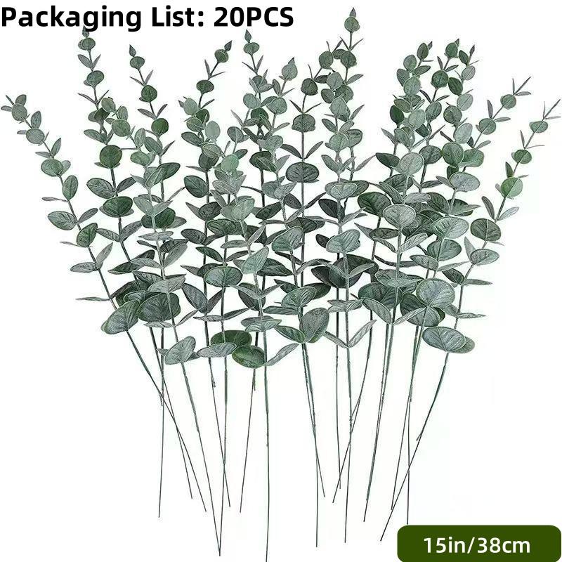 20/40/60pcs Mix Eucalyptus Leaves Stems Bulk Artificial Eucalyptus Leaves Artificial Green Plant Set for Wedding Home Gift Decor