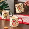 Christmas Ceramic Cup with Handle High End Coffee Cup Household Cartoon Light Luxury High Quality Mug