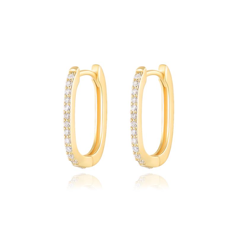 

CANNER 100% 925 Silver Luxury CZ Crystal Circle Round Hoop Earrings for Women Piercing Earrings Silver 925 Jewelry
