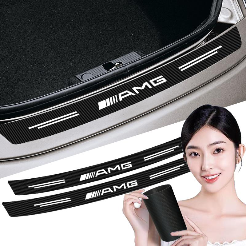 1pcs Carbon Fiber Car Trunk Rear Bumper Sticker Guard Plate Protector For Mercedes-Benz AMG C500 C200 C300 A B C E GLA CLA GLK GL ML GLE W204 W205