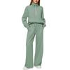2025Women Coat Pants Set Stand Collar Long Sleeve Zip-up Elastic Cuff Jacket Drawstring Stretchy High Waist Wide Leg Trousers Sport Tracksuit