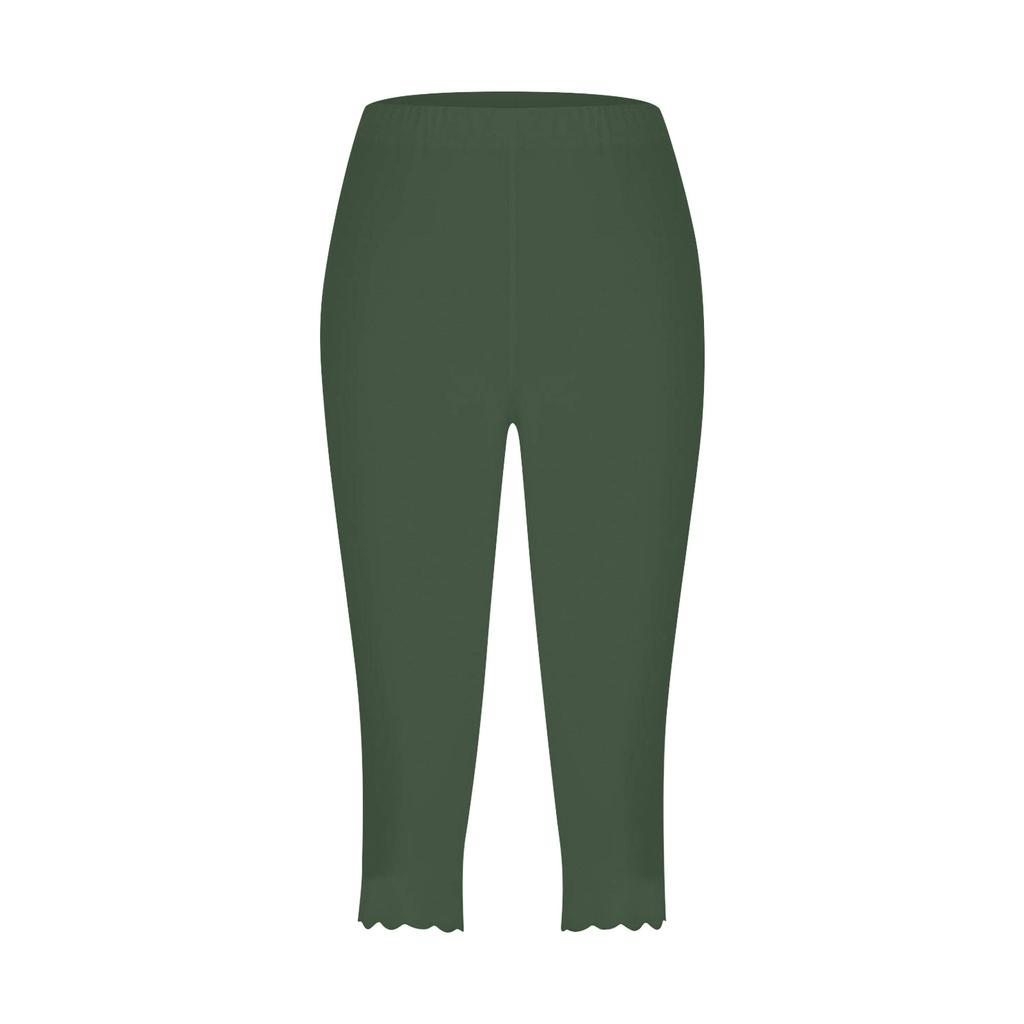 Damen Einfarbige Slim Fit Capri-Leggings Dehnbar Mittelhoch Lässige Cropped Hosen für den Alltag