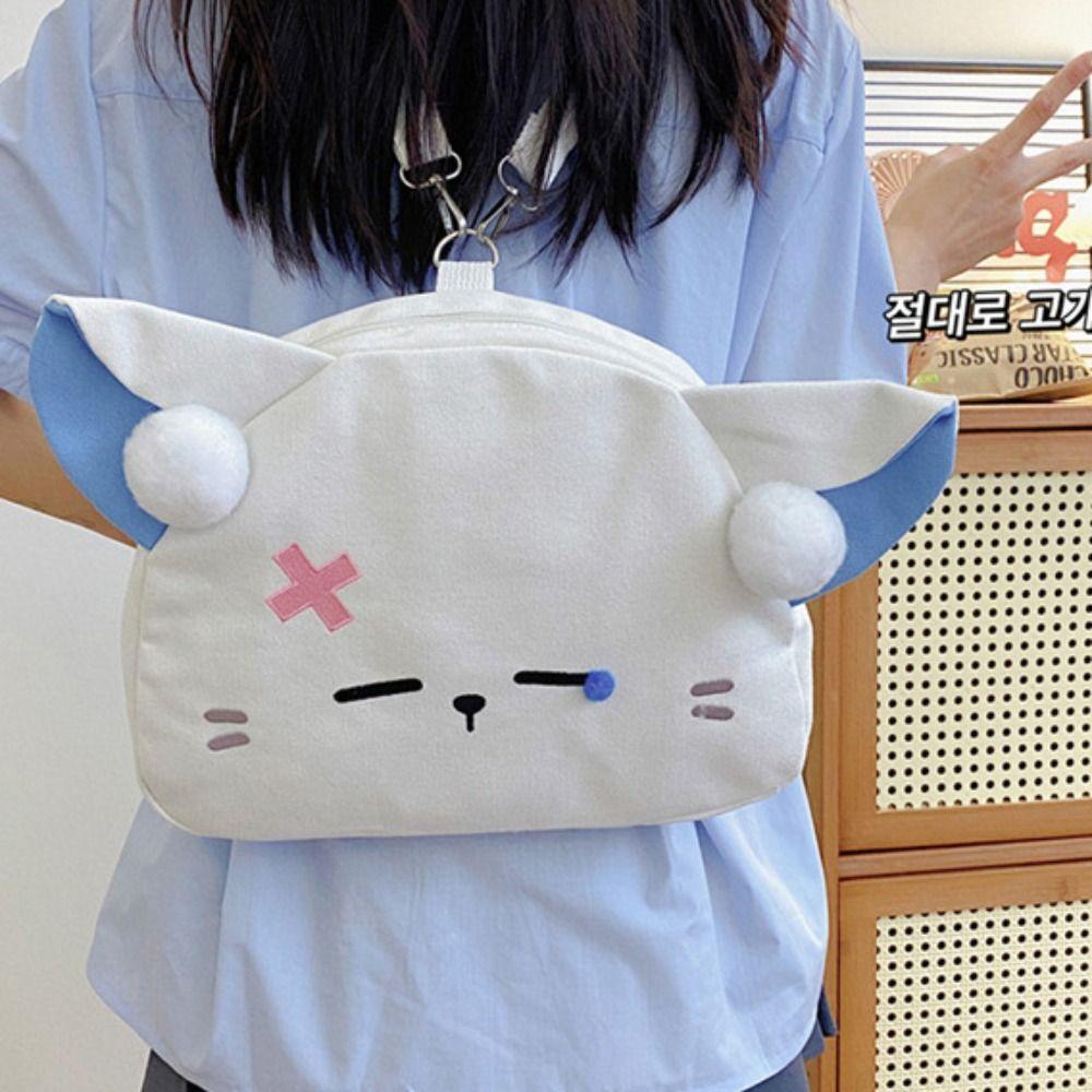 

Kawaii Canvas Kitty Bag Animal Sleeping Cat Backpack Cute Outdoor