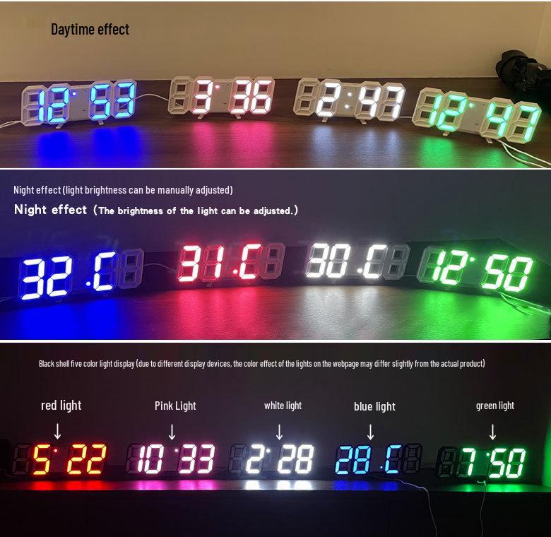 Luxury 3D LED Digital Wall & Desktop Clock - Luminous Alarm for Living Room
