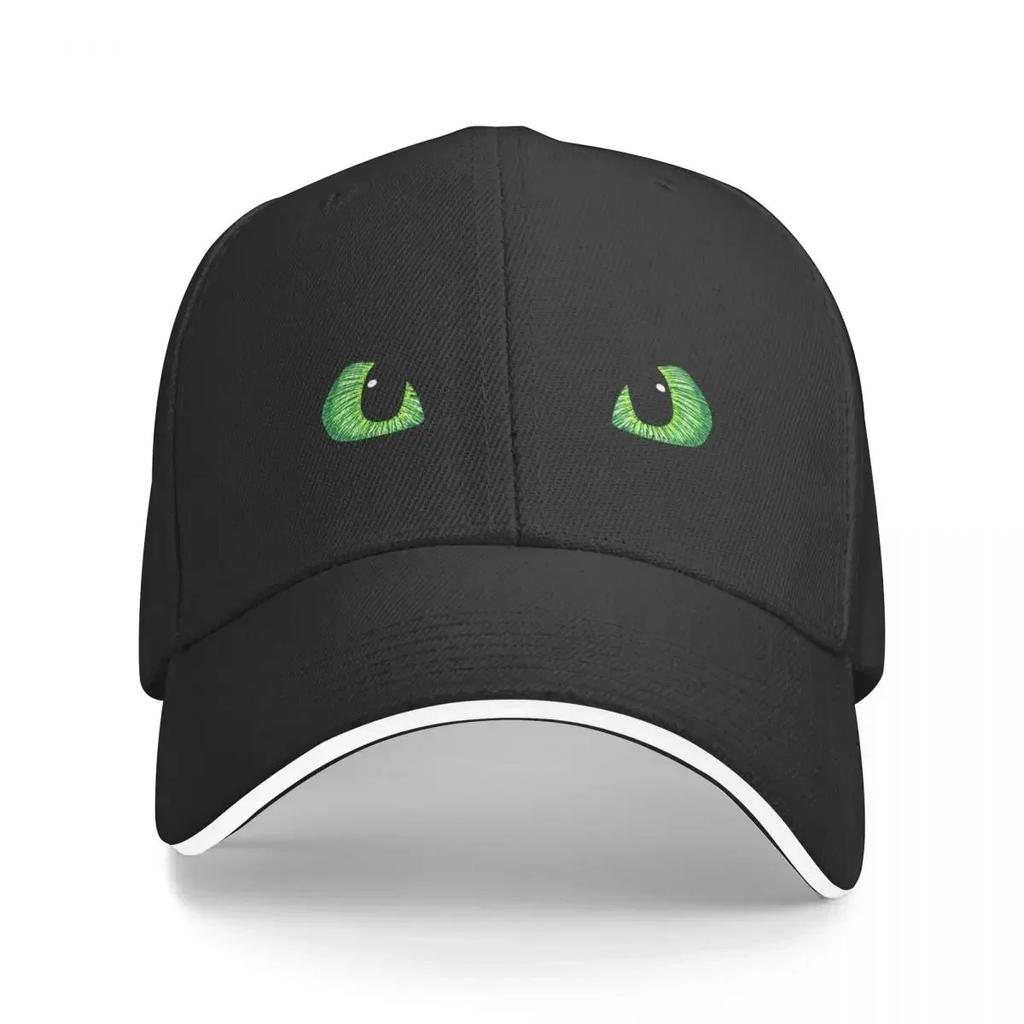 Green Toothless Dragon Eyes Drawing Baseball Caps Snapback Fashion Baseball Hats Breathable Casual Outdoor For Men's And Women's