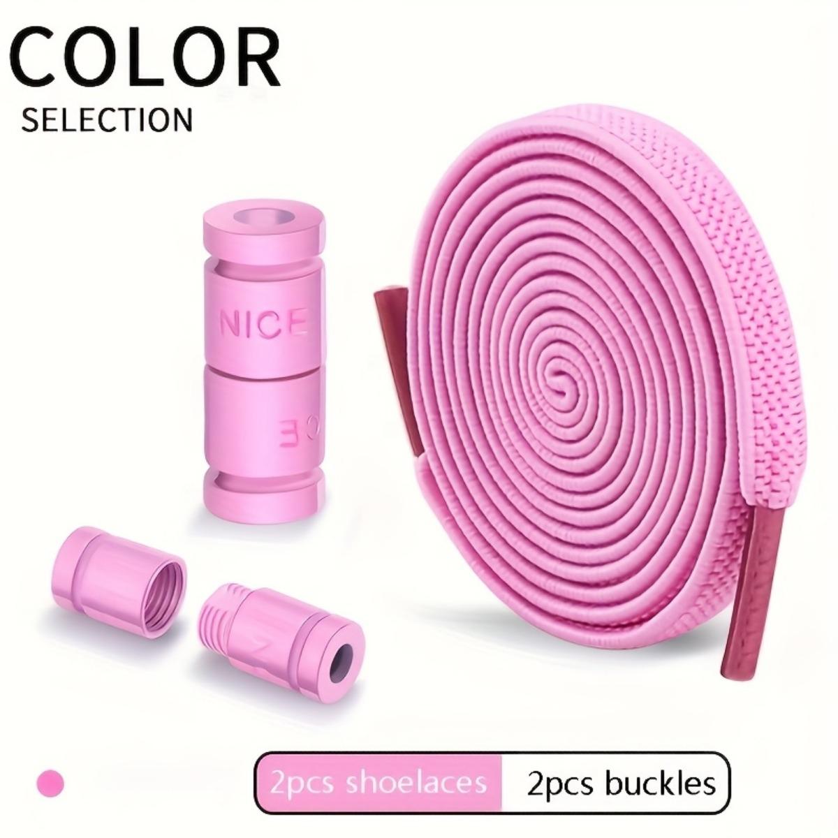 

Эластичные шнурки с фиксацией без узлов, 1 пара — легкий ацетат, спортивный стиль, с монограммой, легко завязывать, можно стирать вручную розовый