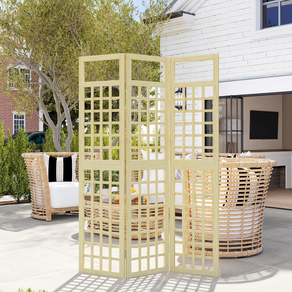 3-Panel Garden Privacy Screen, Freestanding Foldable Wooden Outdoor Divider/Trellis, Decorative Privacy Screen for Garden Patio, 120 X 170 Cm