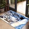 White Tiger Design Round Area Rug, Non Slip Floor Mat for Living Room Bedroom Hotel and Home Office, Machine Washable Decor