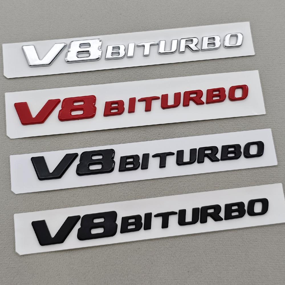 3D ABS Car Sticker V8 BITURBO Logo Emblem Trunk Fender Badge Decal For Mercedes-Benz AMG W218 C63S C63 E63 S63 CLS63 Accessories
