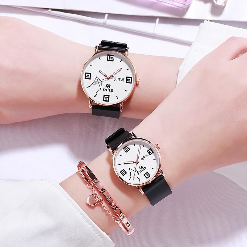 Dijie Damenuhr Leichter Luxus Nische PVC Zwölf Sternbilder Quarz Uhr Paar Modeuhr