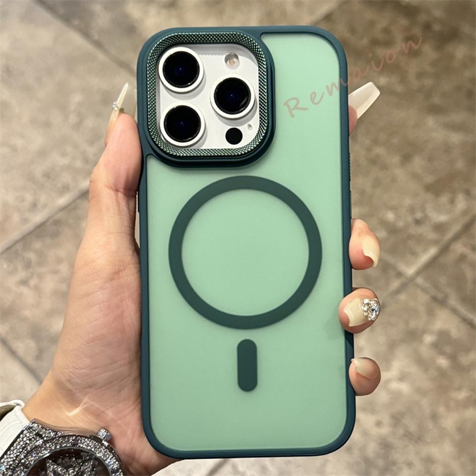 

Розкішний матовий магнітний чохол для телефону для iPhone 15 14 16 Plus 11 12 13 16 Pro Max Magsafe Бездротова зарядка Захисник Твердий чохол For iPhone 13