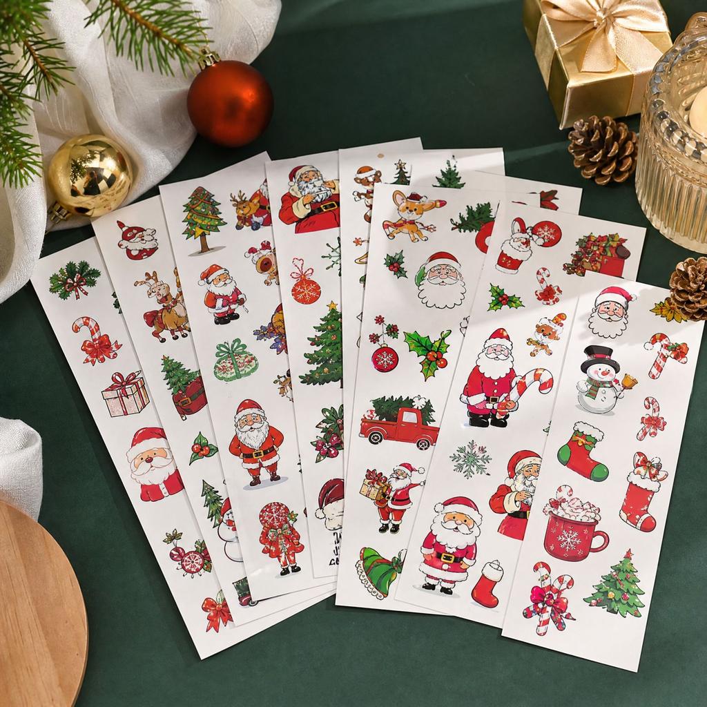 10 Pack Christmas Temporary Tattoos for Kids and Adults - Holiday Party Favors, Festive Body Decals, Christmas Stocking Stuffers Gift