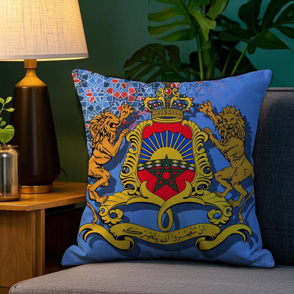 Pillow Case Sofa Living Room Bedroom Doublesided Printing AAlgerian Passport Pattern Square Cushion Nap Time Pillow Case