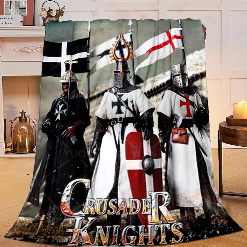 1PC Knightly Crusader Armor Flannel Blanket Gift, Suitable for Both Men And Women, Soft Ideal for Beds And Sofa, Birthday Or Christmas Gift
