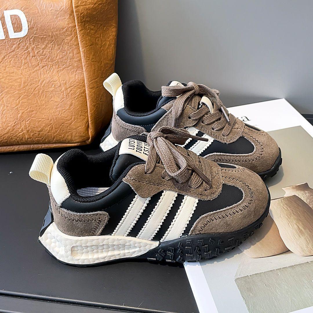 

Girls sports shoes 2025 autumn and winter new children s leather casual running shoes boys two cotton soft-soled baby shoes 23 yards/inner length 15.0cm