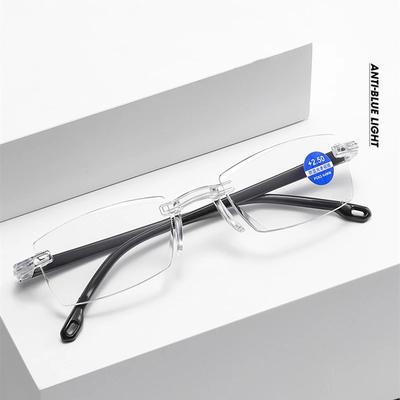 Men Women Reading Glasses Classic Rimless Anti Blue Light Hyperopia Eyewear TR90 Ultralight Frameless Trimming Eyeglasses 0~+4.0