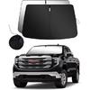 Front Windshield Sunshade Compatible With GMC (-2024) Sierra 1500 2500 3500 SLT, AT4, Denali Pickup Accessories - 210T Double Layer Foldable Front