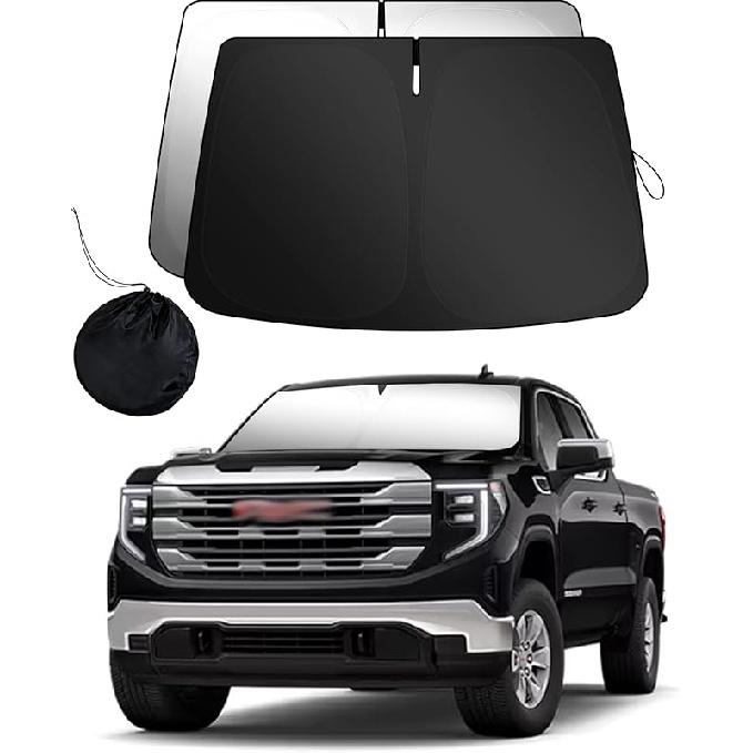 Tacoma Windshield Sunshade Compatible with Toyota 2016-2025 Tacoma 2Dr 4Dr Pickup - Double Layer Foldable Front Sun Shield Protector серебряный