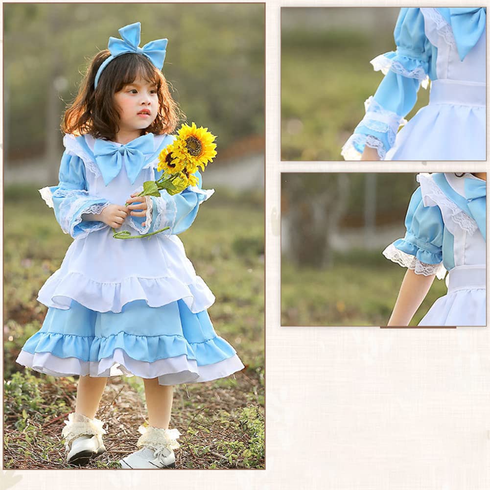 [Formemory] Alice In Wonderland Cosplay Costume, Alice Maid Outfit, Alice One-Piece Dress with Apron, Children's Dress, Halloween, Event, School