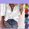 Elegante Top Camicia da Donna a Manica 3/4 Comodo Vestibilità Larga Camicetta Bottoni T-shirt