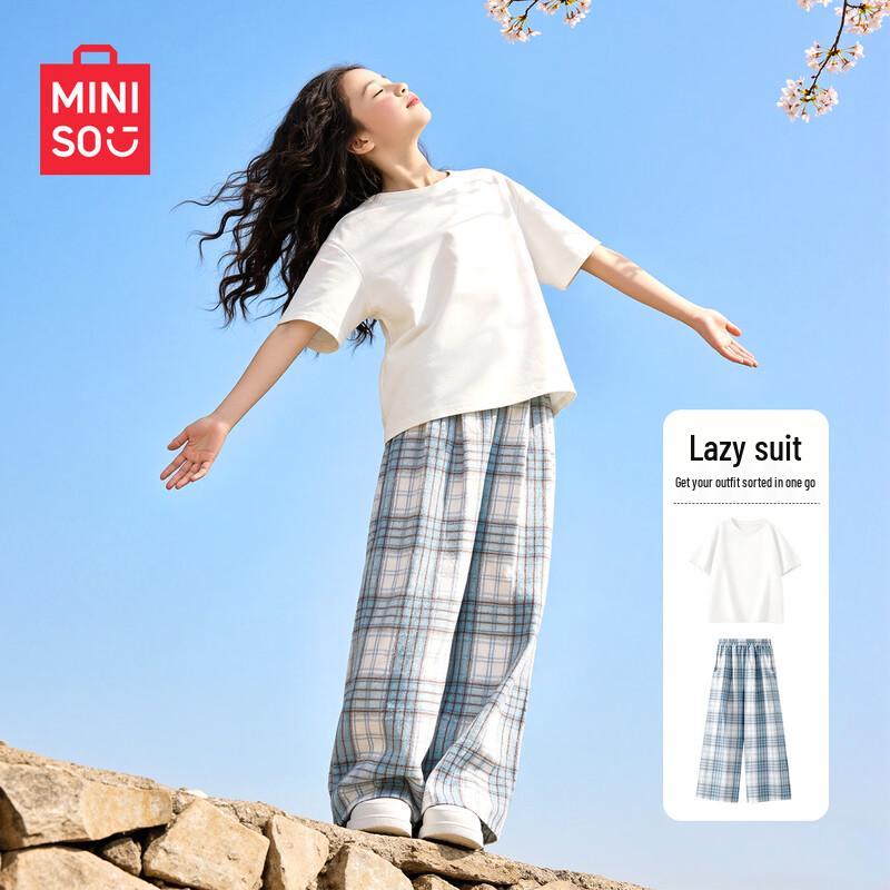 MINISO Girls 2026 Summer Cotton Short Sleeve T-shirt & Shorts Set 160