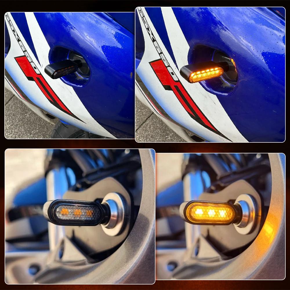 8mm 12V Motorcycle Turn Signal Light Lamp Indicators Blinker 3 High Brightness LED Led  for Honda Yamaha Kawasaki Cafe Racer