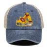 Cartoon Excavator Embroidery Mesh Cap Snapback Trucker Hat Caps For Man Washed Cotton Unisex Adjustable Mesh Cap
