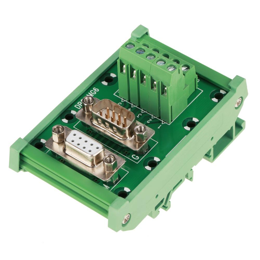 DB9-MG6 DB9 Breakout Board Male / Female Connector DIN Rail Mount Terminal Blocks Module DB9 Interface Module