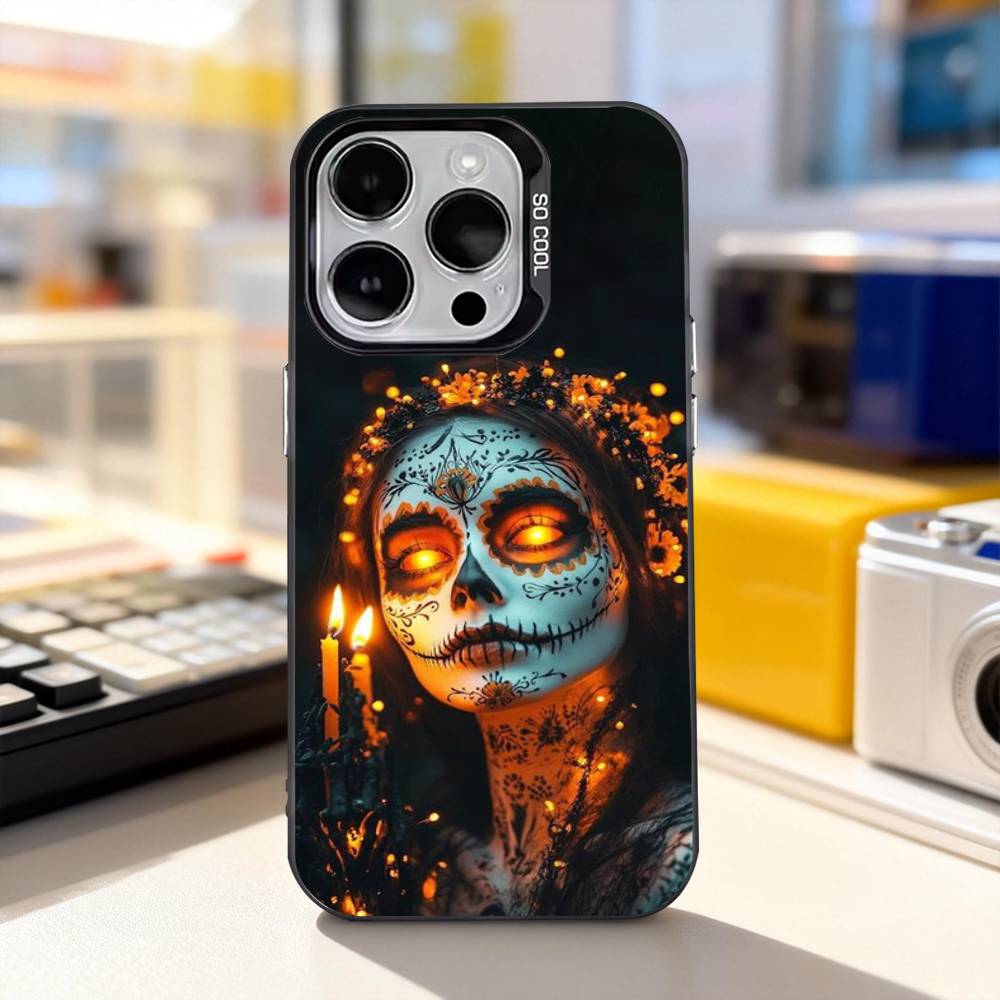 Dead Mexican Catrina Skull For iPhone 11,12,13,14,15,16,17,Pro,Max,Plus,E,Air,Mini Phone Case IMD Matte Black
