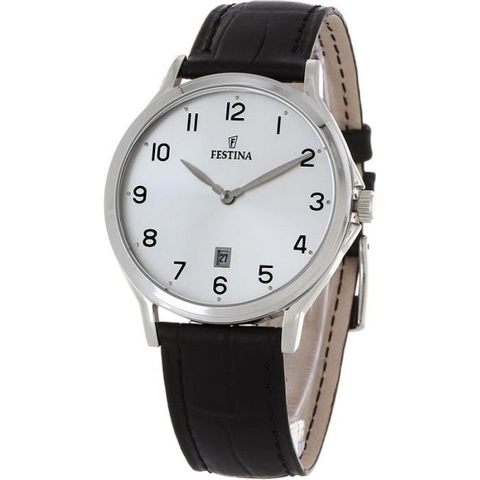 Montre - FESTINA - F16745-1 - Cuir noir - Étanchéité 5 ATM - Analogique classique